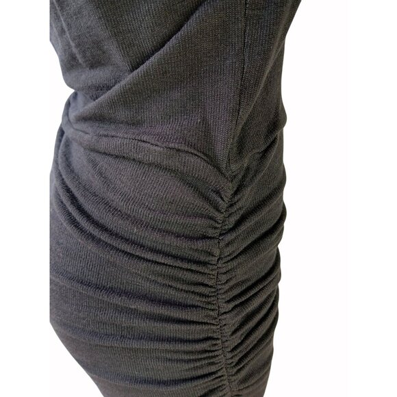 Monrow Black Ribbed Tank Dress Ruched Side Sleeveless Size M Racer Back Body Con - Picture 10 of 16
